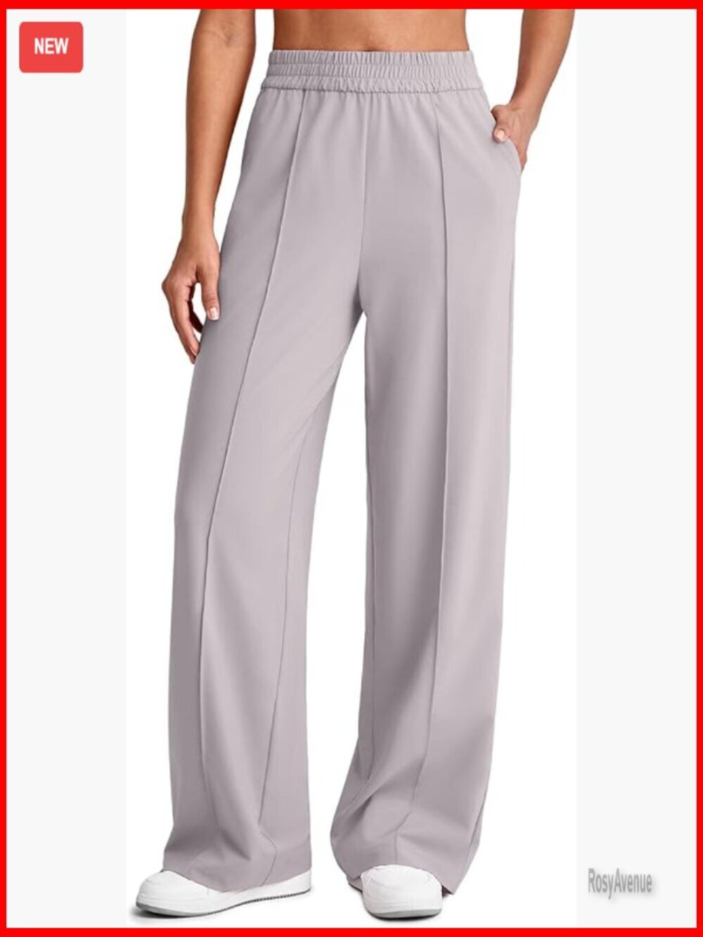 Lightweight Wide Leg Palazzo Pants Elastic Waist Front Seam Flowy Summer